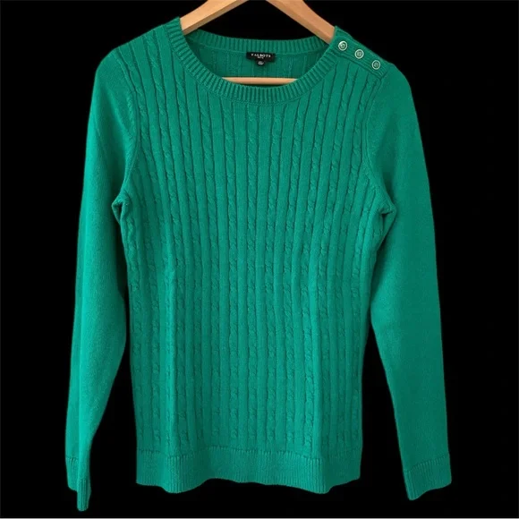 NWT Talbots Women’s Cable-Knit Sweater Green Size MP - Picture 2 of 9